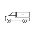 Coffin car line icon. Burial outline transport. Vector isolated